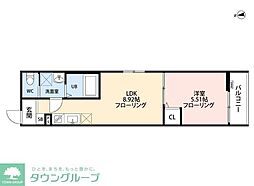 JR青梅線 西立川駅 徒歩13分の賃貸アパート 1階1LDKの間取り