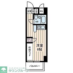 JR中央線 立川駅 徒歩11分の賃貸マンション 10階ワンルームの間取り