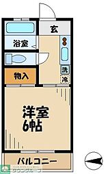 多摩都市モノレール 大塚・帝京大学駅 徒歩2分の賃貸マンション 1階1Kの間取り