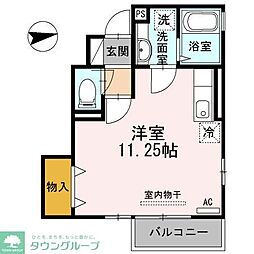 京王相模原線 京王よみうりランド駅 徒歩2分の賃貸アパート 1階ワンルームの間取り