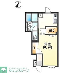 京王高尾線 北野駅 徒歩8分の賃貸アパート 1階ワンルームの間取り