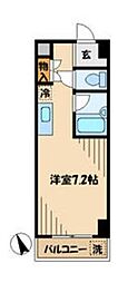 多摩都市モノレール 大塚・帝京大学駅 徒歩7分の賃貸マンション 3階ワンルームの間取り