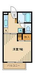 多摩都市モノレール 大塚・帝京大学駅 徒歩6分の賃貸マンション 2階1Kの間取り