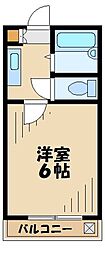 京王相模原線 南大沢駅 バス8分 南陽台下車 徒歩2分の賃貸アパート 2階1Kの間取り