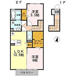 セッテヴィータ 2階2LDKの間取り