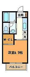JR中央線 八王子駅 バス9分 左入下車 徒歩6分の賃貸アパート 2階1Kの間取り