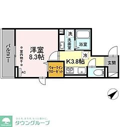 多摩都市モノレール 大塚・帝京大学駅 徒歩4分の賃貸アパート 1階1Kの間取り