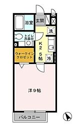 JR八高線 北八王子駅 徒歩16分の賃貸アパート 2階1Kの間取り