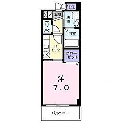 JR中央線 八王子駅 徒歩14分の賃貸マンション 4階1Kの間取り