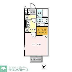 JR中央線 西八王子駅 3.4kmの賃貸アパート 2階1Kの間取り