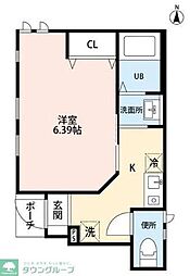 小田急多摩線 唐木田駅 徒歩5分の賃貸アパート 2階1Kの間取り