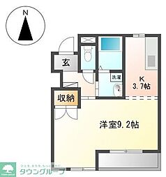 京王相模原線 南大沢駅 徒歩8分の賃貸アパート 1階1Kの間取り