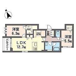 JR中央線 立川駅 徒歩9分の賃貸マンション 3階2SLDKの間取り