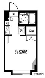 京王相模原線 南大沢駅 徒歩12分の賃貸マンション 2階ワンルームの間取り