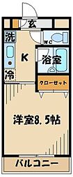 多摩都市モノレール 中央大学・明星大学駅 徒歩5分の賃貸マンション 1階1Kの間取り