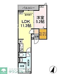 JR中央線 八王子駅 徒歩9分の賃貸アパート 3階1LDKの間取り