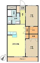 JR中央線 豊田駅 徒歩4分の賃貸マンション 1階2LDKの間取り