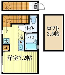 JR武蔵野線 西国分寺駅 徒歩8分の賃貸アパート 2階ワンルームの間取り