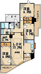 ネバーランド日野駅前 3LDKの間取図画像
