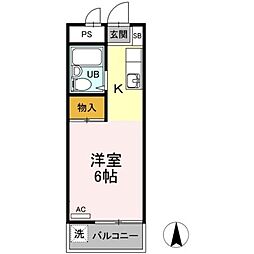 グリーンハイム桜塚 1Kの間取図画像