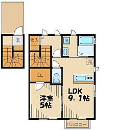 フラッツリバーサイドA棟 1LDKの間取図画像