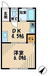 第五白王荘 1DKの間取図画像