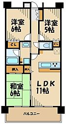アンビシャスパーク南大沢 3LDKの間取図画像