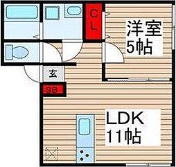 東京メトロ千代田線 北千住駅 徒歩13分の賃貸マンション 4階1LDKの間取り