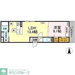 セレスティア扇V 1階1LDKの間取り