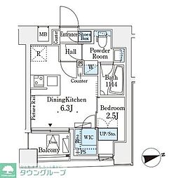 レジデンス文京春日 5階1DKの間取り