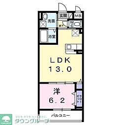 アリーサコート セント 1LDKの間取図画像
