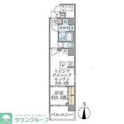 Ｄ’ｓ　ＶＡＲＩＥ三ノ輪レジデンス 3階1LDKの間取り