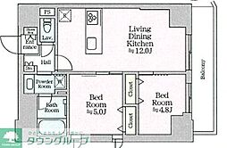 ティモーネグランデ田端ノルド 12階2LDKの間取り