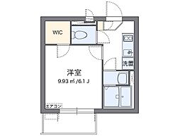 クレイノクリークハウス六町 2階1Kの間取り