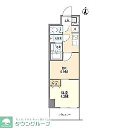 リテラス三ノ輪 9階1DKの間取り