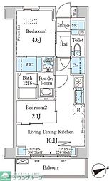 インスタイルレジデンス本駒込 3階2LDKの間取り