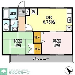 アメニティー8 1階2DKの間取り