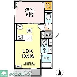 セレスティア加賀 1階1LDKの間取り