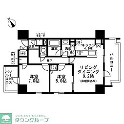 レジディア町屋 2LDKの間取図画像