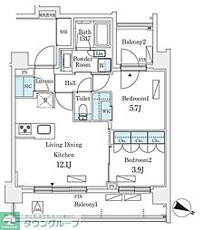 シーズンフラッツ町屋 2LDKの間取図画像