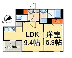 カスタリア北上野 1LDKの間取図画像