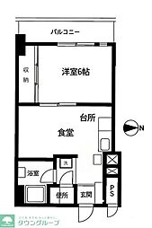 マンション二葉 1DKの間取図画像