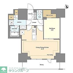 オアーゼ日暮里レジデンス 1LDKの間取図画像