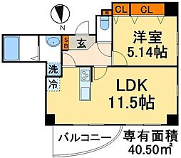 プリムK 1LDKの間取図画像