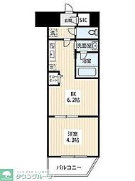 ハーモニーレジデンスNORTHザ・ガーデン 1DKの間取図画像