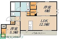 クオーレ谷中 2LDKの間取図画像