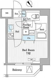 パティオスクエア御茶ノ水 1Kの間取図画像