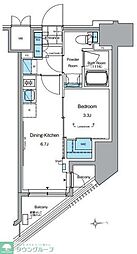 ルフォンプログレ田原町 1DKの間取図画像
