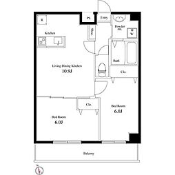 ラヴィエント浅草言問 2LDKの間取図画像