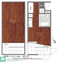 T-テラス 1Kの間取図画像